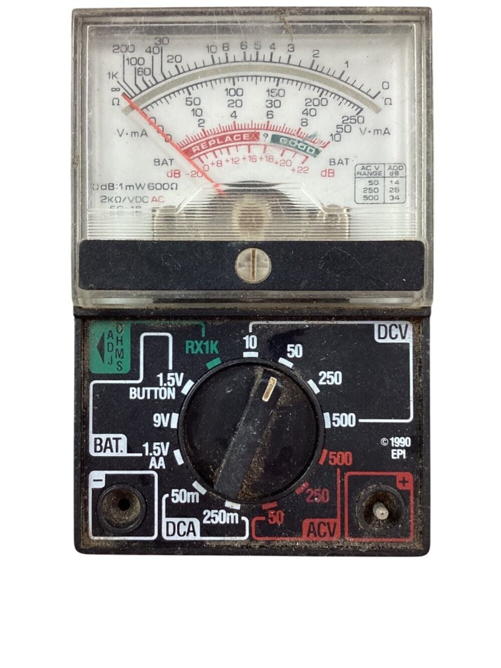 Vintage Analog Multimeter AC/DC Volt Ohm Amp Tester*Dial Settings* Warning Plate